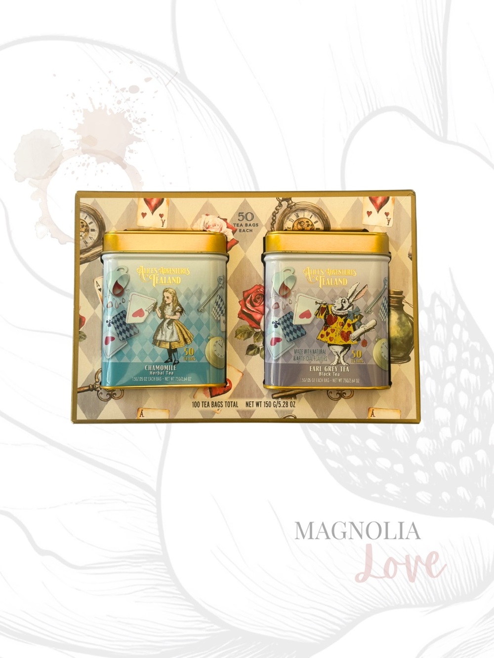 ☕️ Disney NIB Alice in Wonderland Tea Tin Set With Chamomile & Earl Grey Teas